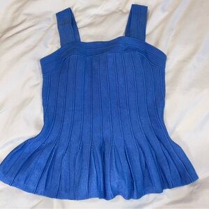 Express Blue Square Neck Ruffle Top